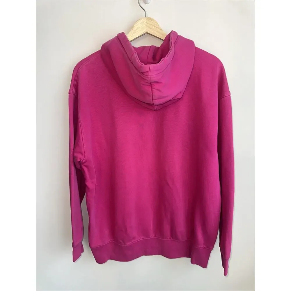 Nike Sportswear Oversized Essential Fleece Hoodie Women Small Pink Center Swoosh